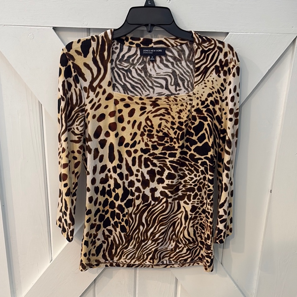 Jones New York Animal Print Women's Top M.   EUC